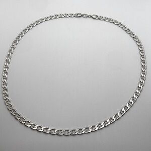 Vtg Sterling Silver Curb Link Chain Wide Heavy 7mm Width Approx 21” Length 34g